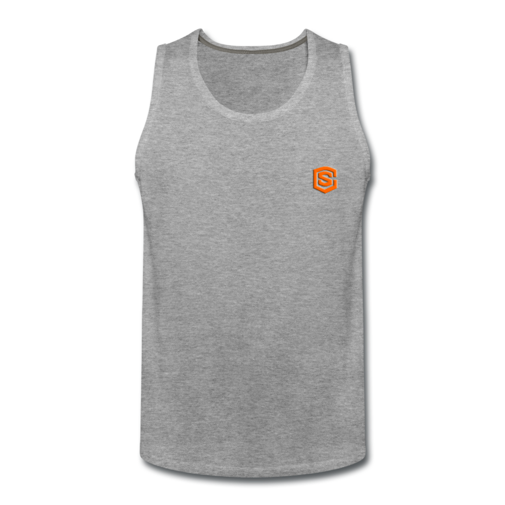 Men’s Premium Tank  WITH ORANGE  LOGO - heather gray