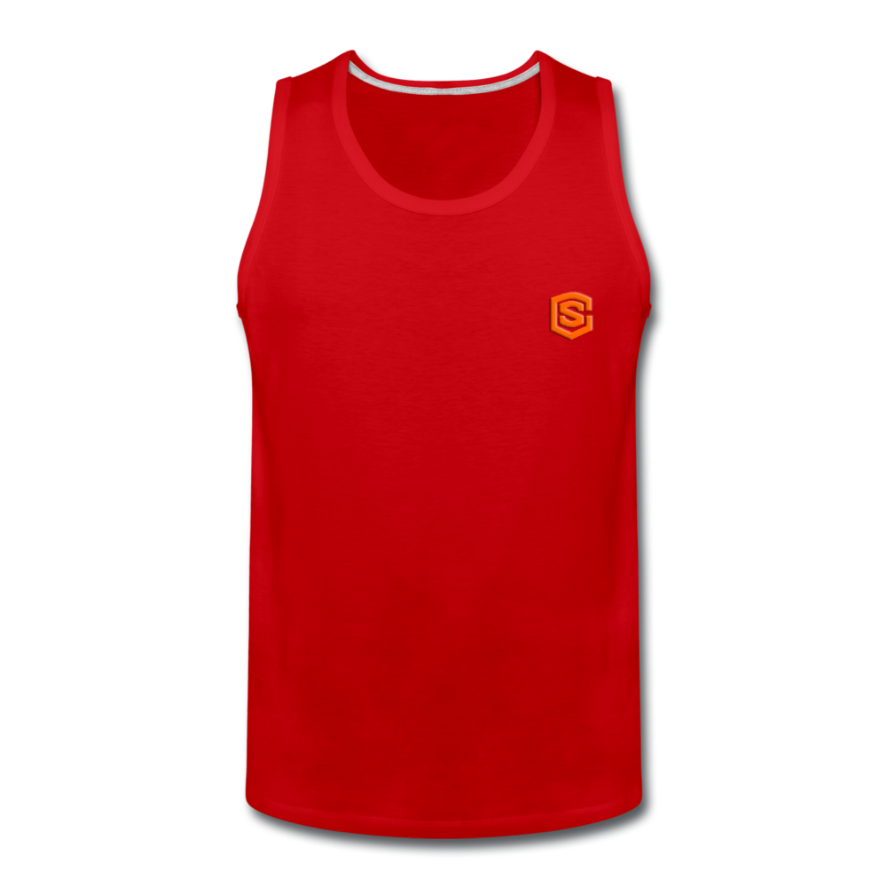 Men’s Premium Tank  WITH ORANGE  LOGO - red