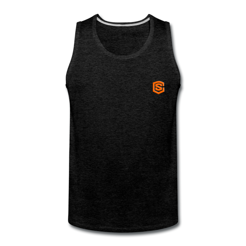 Men’s Premium Tank  WITH ORANGE  LOGO - charcoal gray