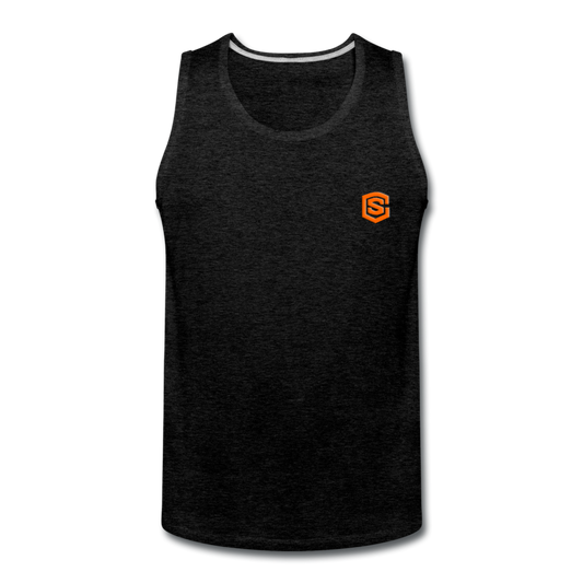 Men’s Premium Tank  WITH ORANGE  LOGO - charcoal gray