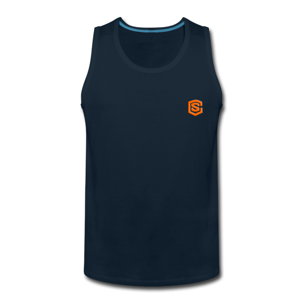 Men’s Premium Tank  WITH ORANGE  LOGO - deep navy