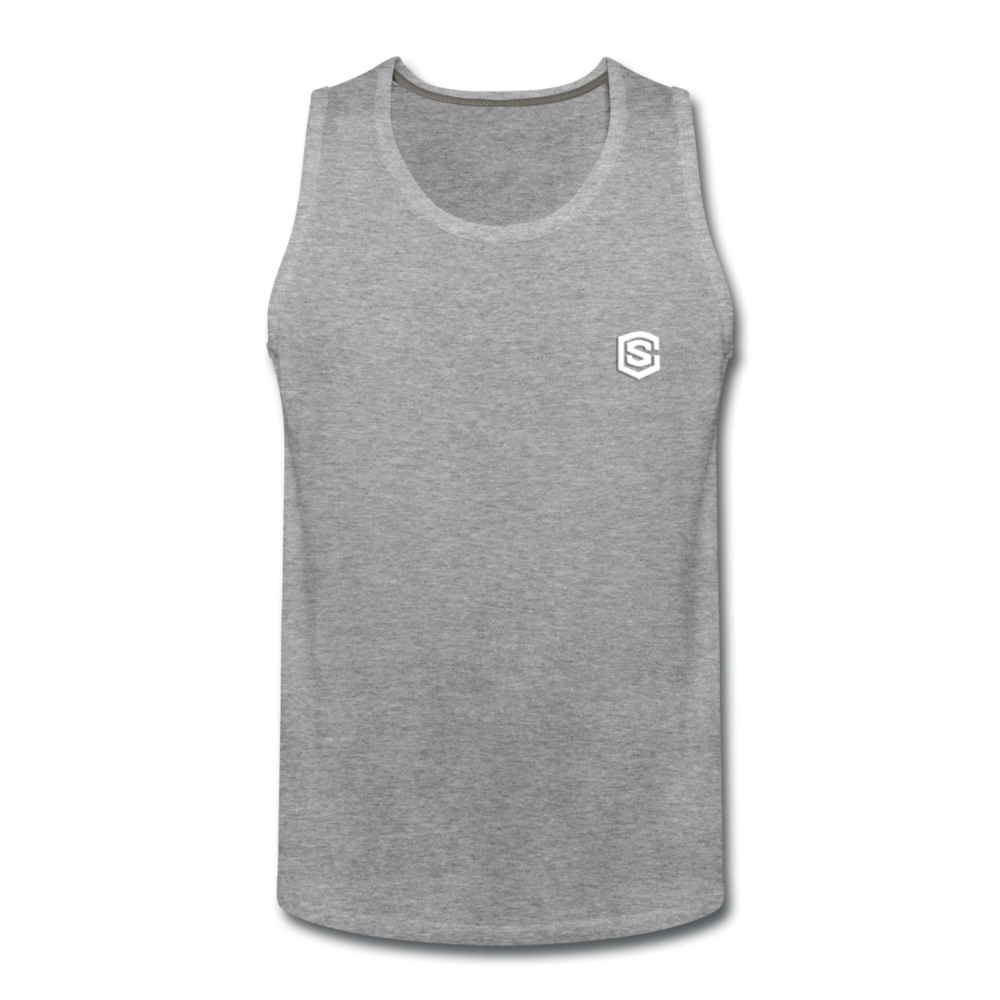 Men’s Premium Tank  WITH  WHITE LOGO - heather gray