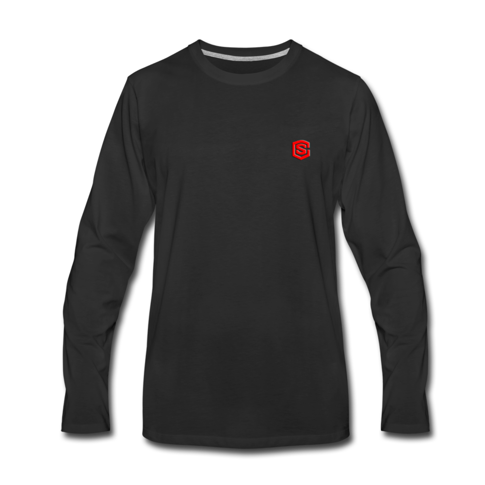 Men's Premium Long Sleeve T-Shirt WITH RED LOGO - black