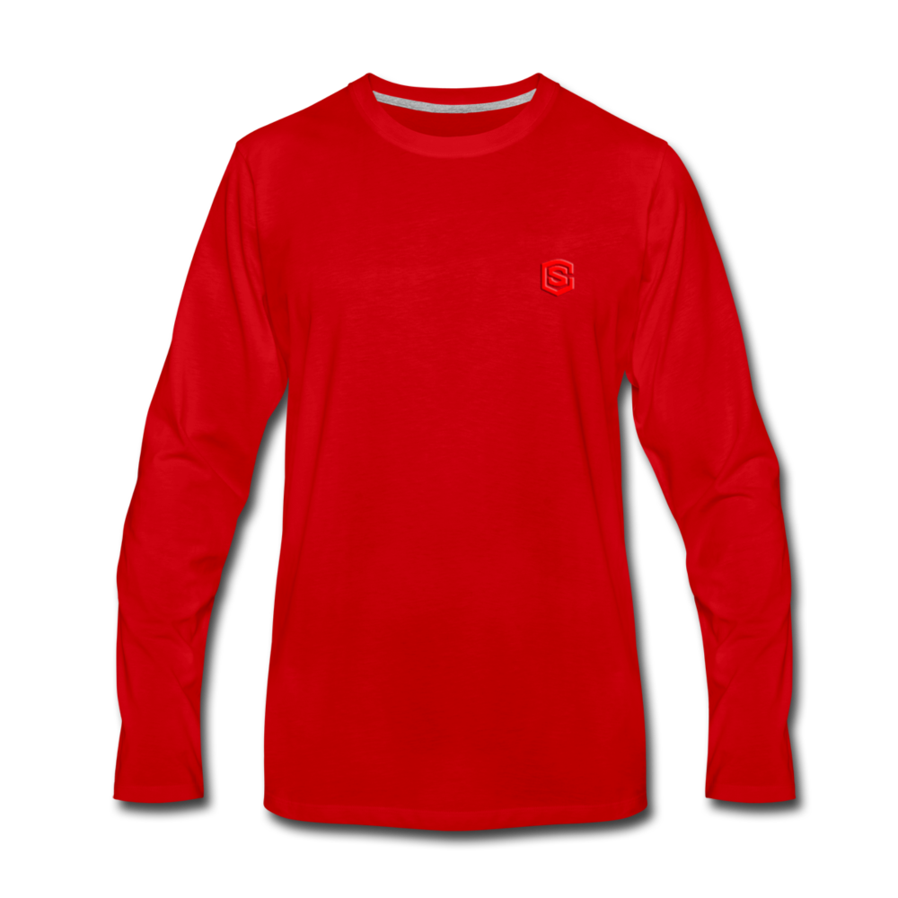 Men's Premium Long Sleeve T-Shirt WITH RED LOGO - red