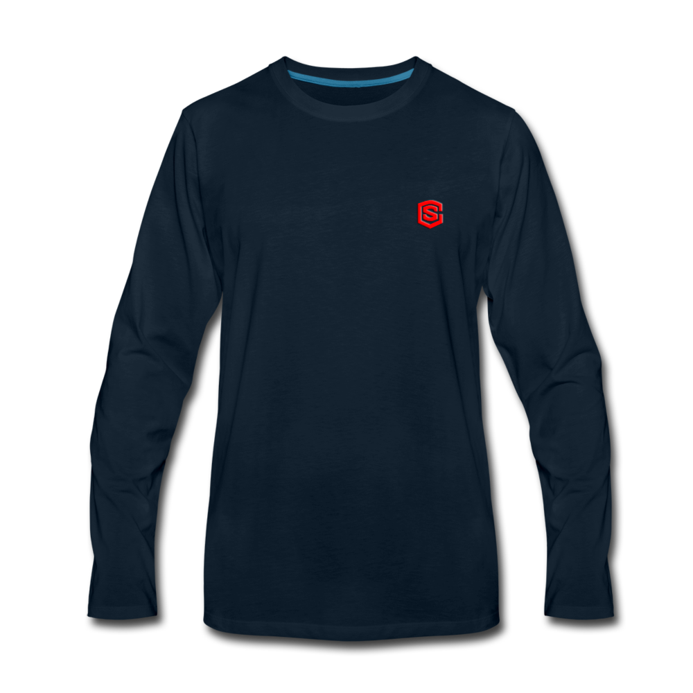 Men's Premium Long Sleeve T-Shirt WITH RED LOGO - deep navy