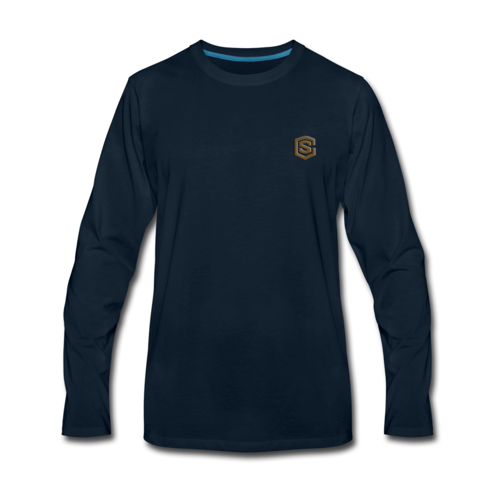 Men's Premium Long Sleeve T-Shirt WITH BROWN LOGO - deep navy