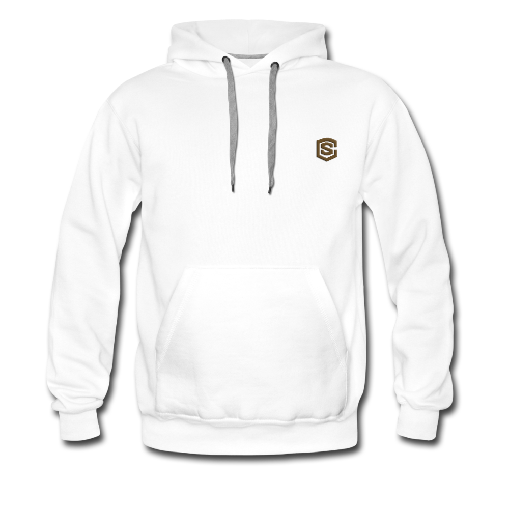 Men’s Premium Hoodie WITH BROWN LOGO - white
