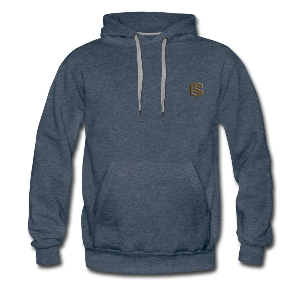 Men’s Premium Hoodie WITH BROWN LOGO - heather denim