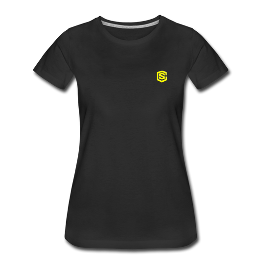 Women’s Premium T-Shirt  WITH YELLOW  LOGO - black