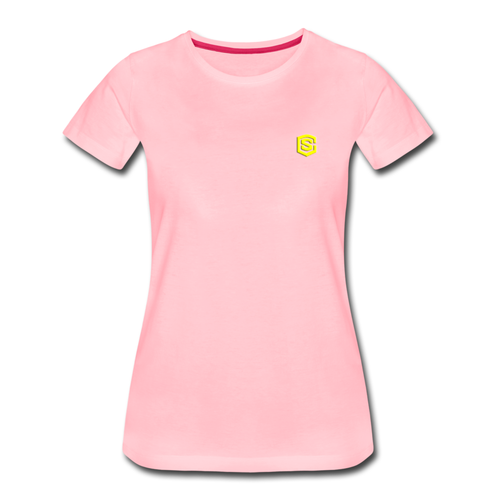 Women’s Premium T-Shirt WITH YELLOW LOGO - pink