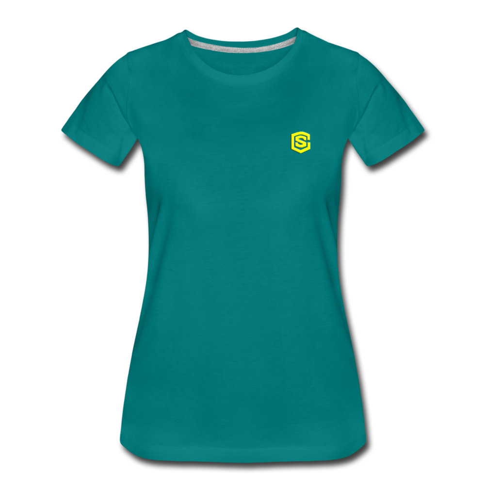 Women’s Premium T-Shirt WITH YELLOW LOGO - teal