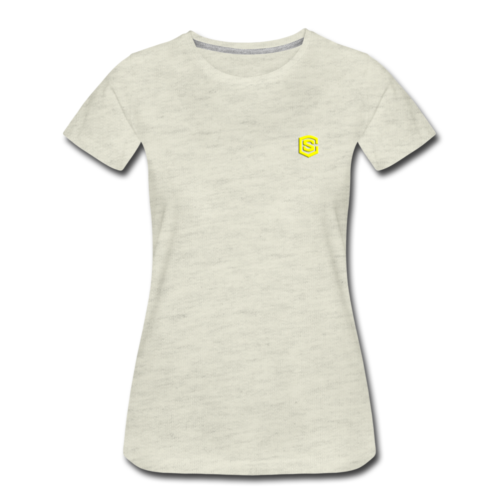 Women’s Premium T-Shirt WITH YELLOW LOGO - heather oatmeal