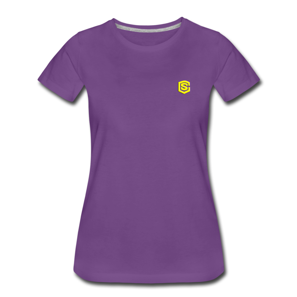 Women’s Premium T-Shirt WITH YELLOW LOGO - purple