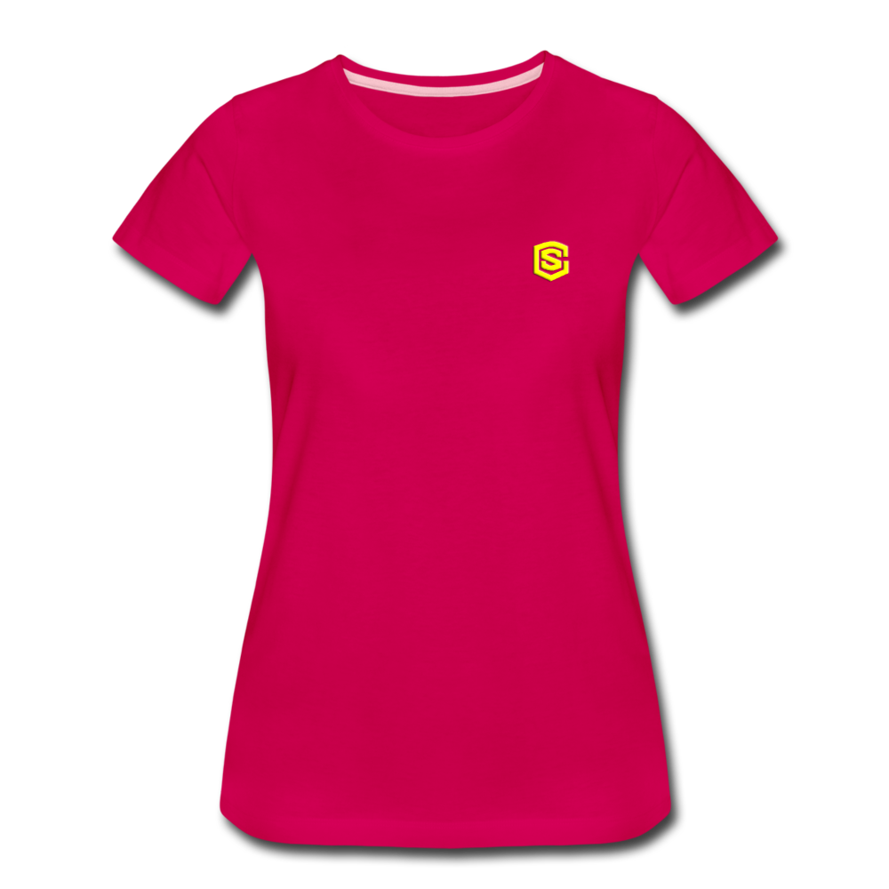 Women’s Premium T-Shirt WITH YELLOW LOGO - dark pink