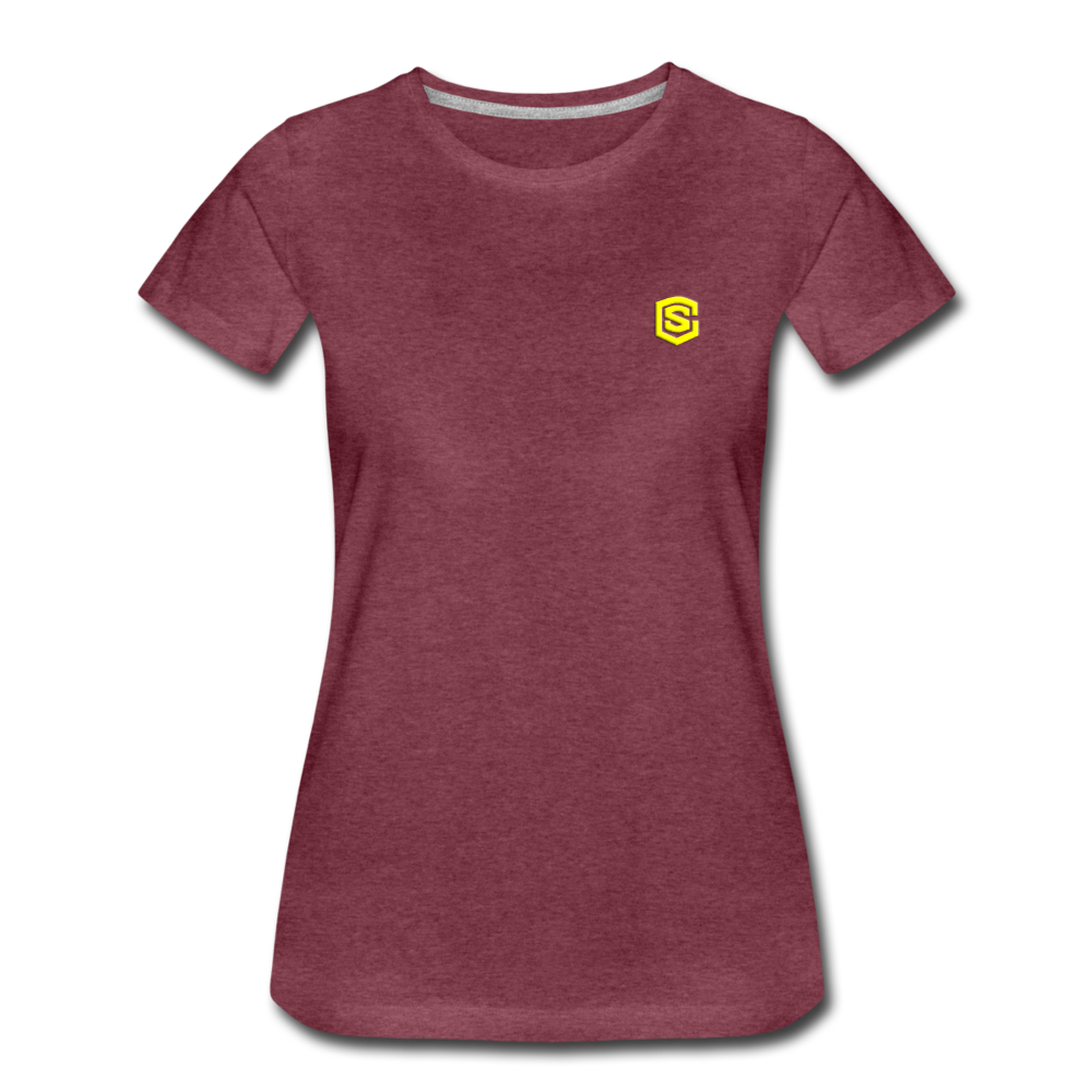 Women’s Premium T-Shirt WITH YELLOW LOGO - heather burgundy
