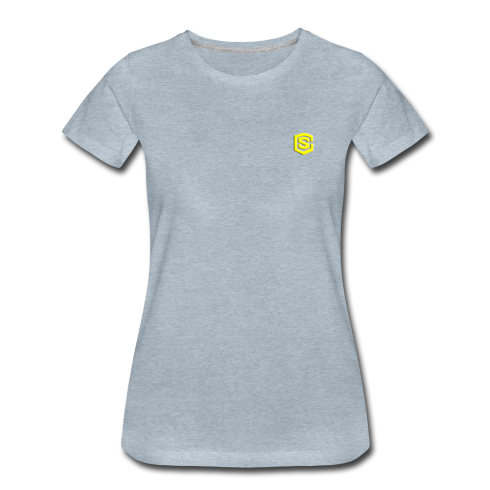 Women’s Premium T-Shirt WITH YELLOW LOGO - heather ice blue