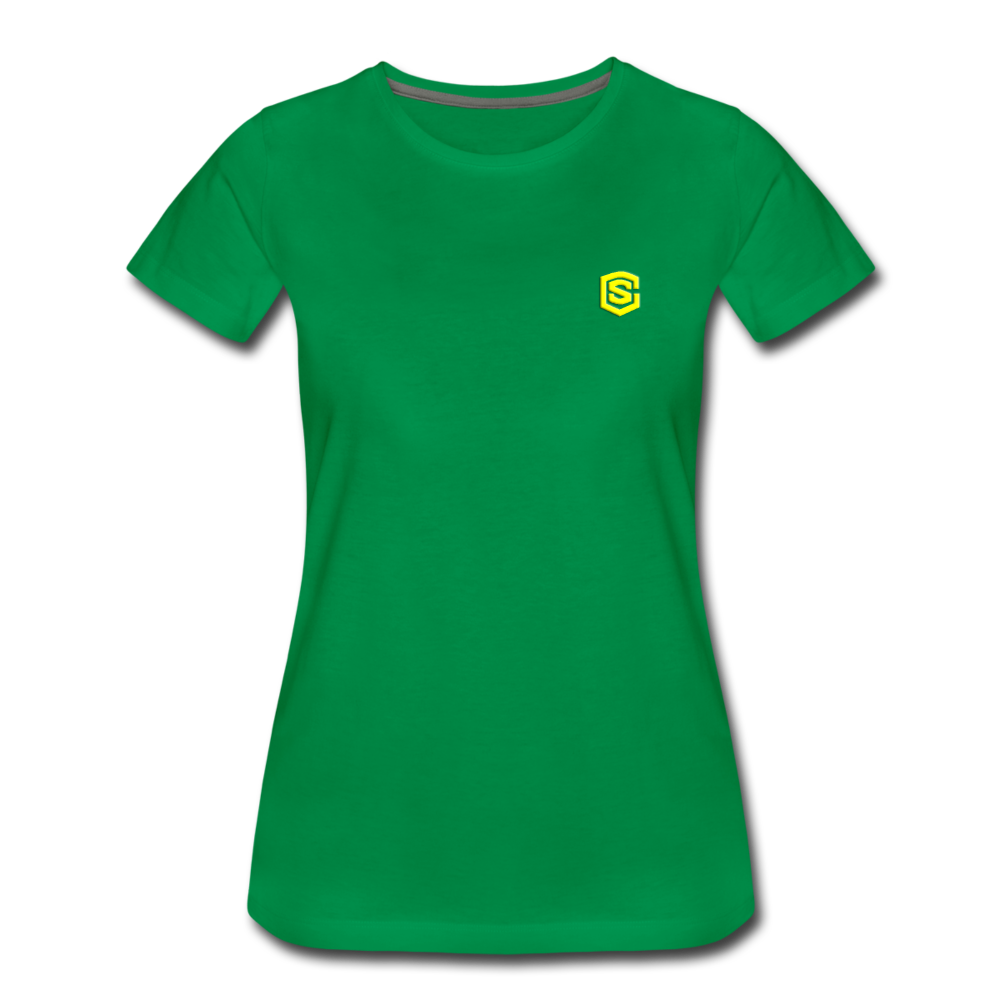 Women’s Premium T-Shirt WITH YELLOW LOGO - kelly green