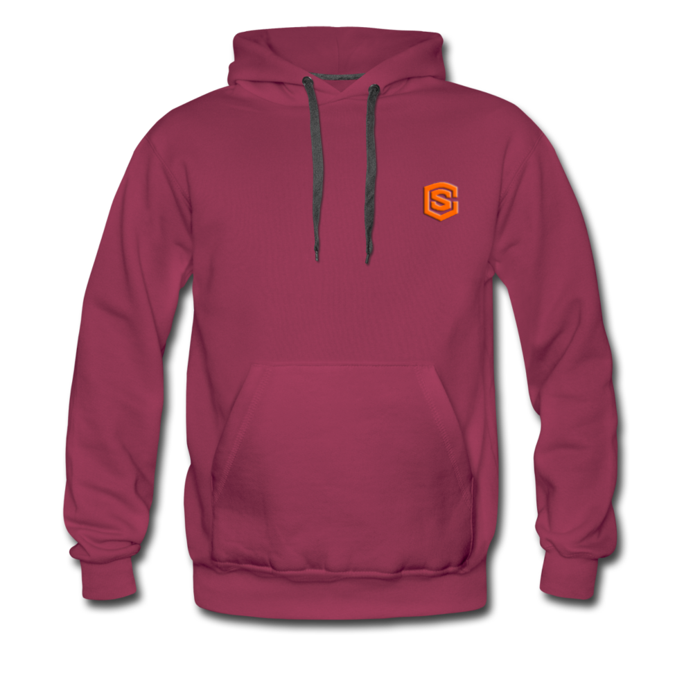 Men’s Premium Hoodie WITH ORANGE LOGO - burgundy