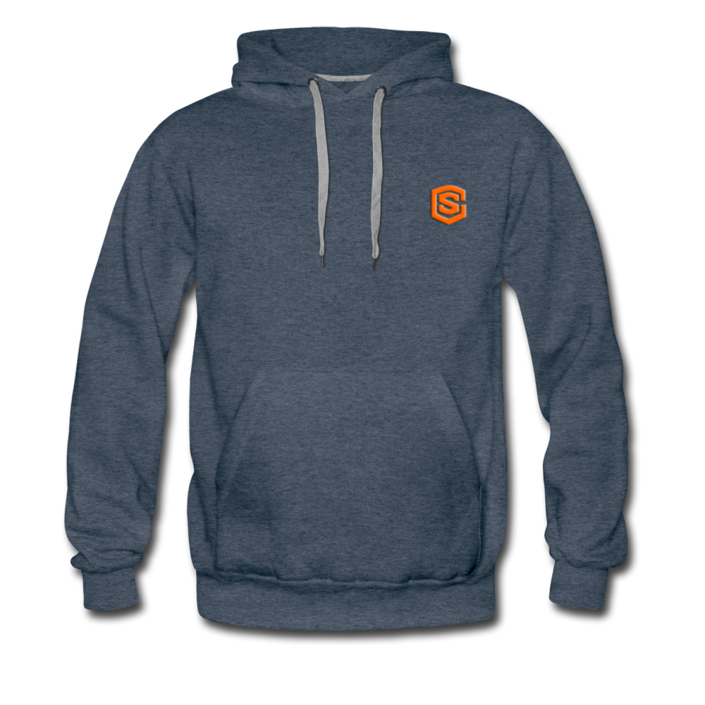 Men’s Premium Hoodie WITH ORANGE LOGO - heather denim