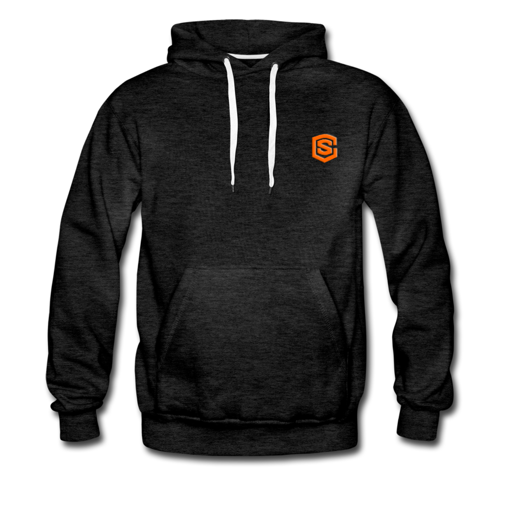 Men’s Premium Hoodie WITH ORANGE LOGO - charcoal gray