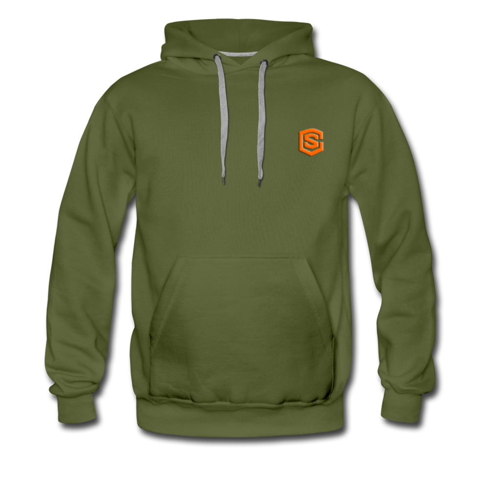 Men’s Premium Hoodie WITH ORANGE LOGO - olive green