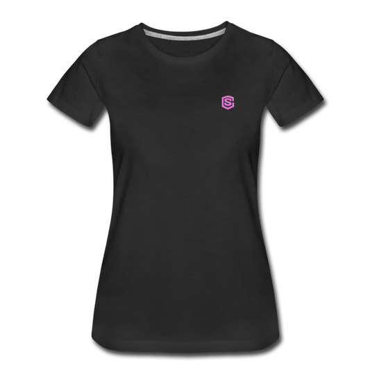 Women’s Premium T-Shirt  WITH PINK  LOGO - black