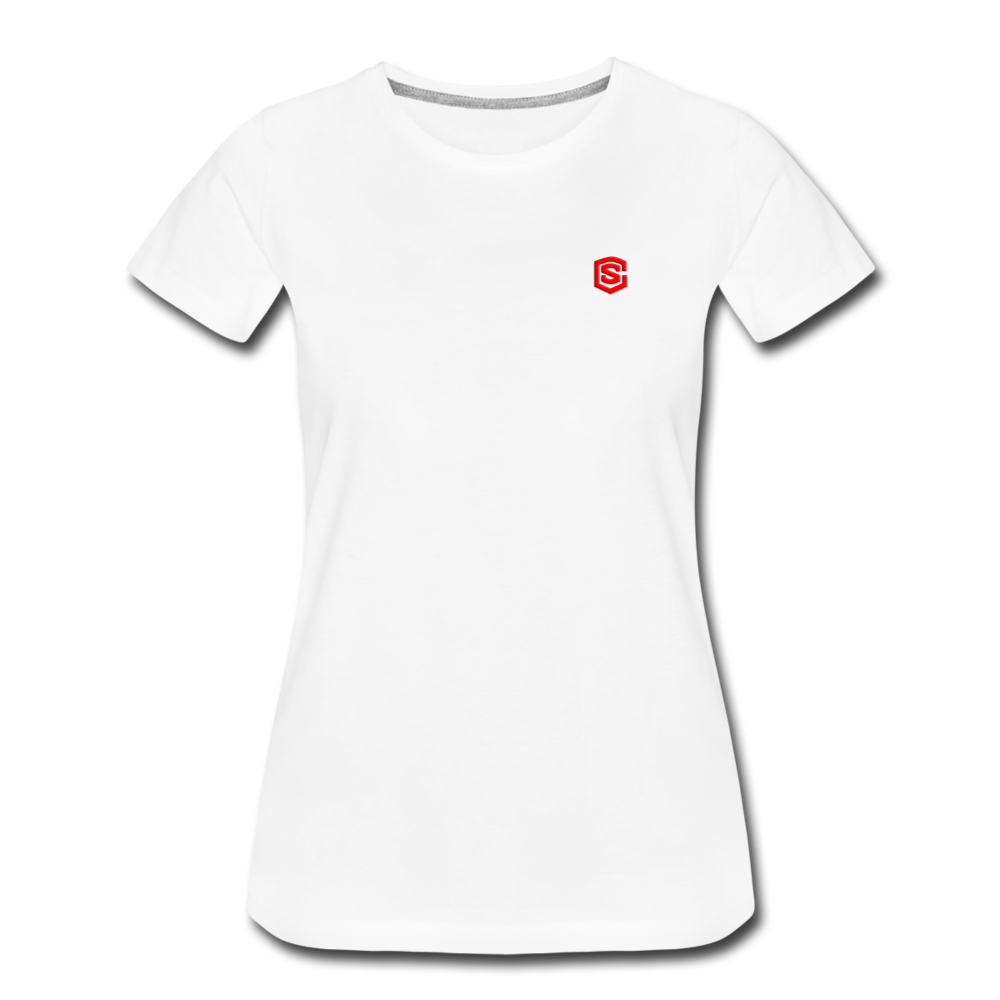 Women’s Premium T-Shirt  WITH RED  LOGO - white