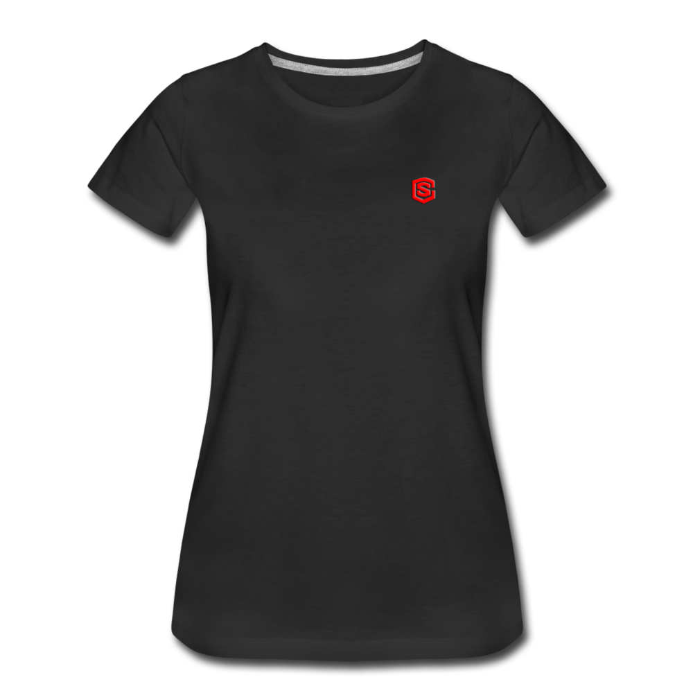 Women’s Premium T-Shirt  WITH RED  LOGO - black