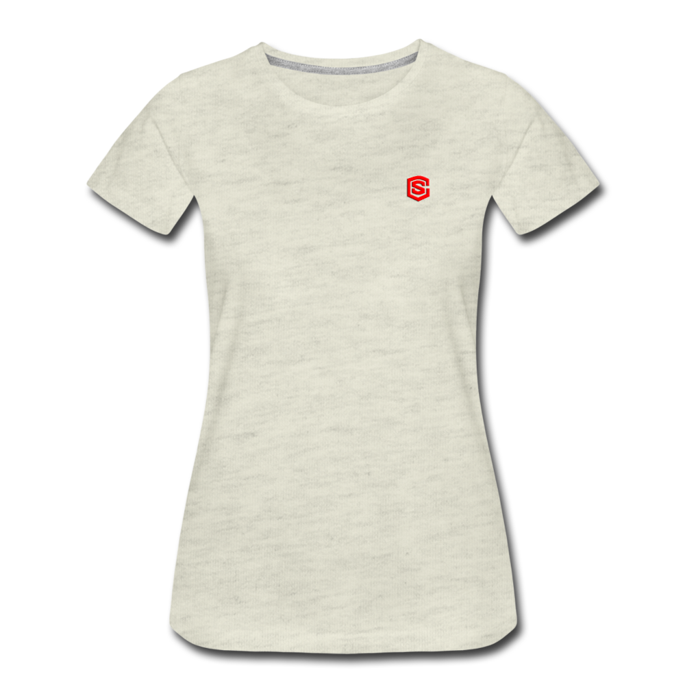 Women’s Premium T-Shirt  WITH RED  LOGO - heather oatmeal