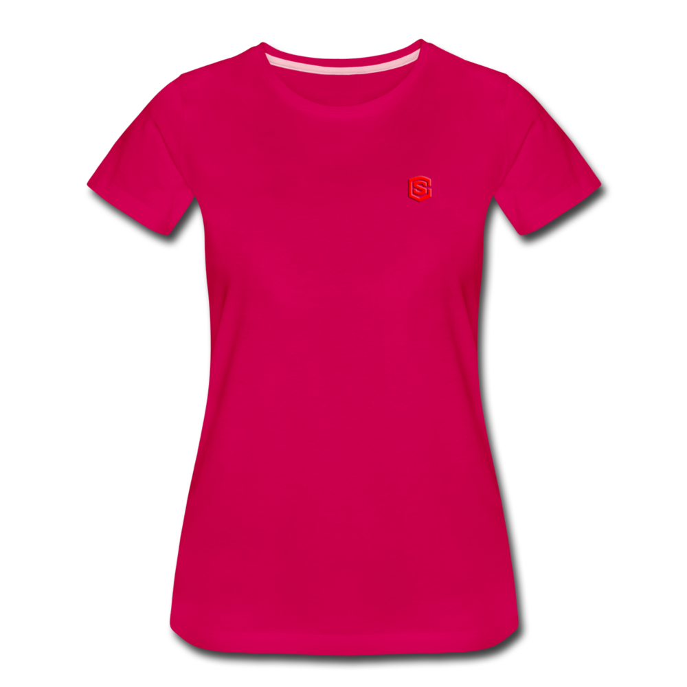 Women’s Premium T-Shirt  WITH RED  LOGO - dark pink