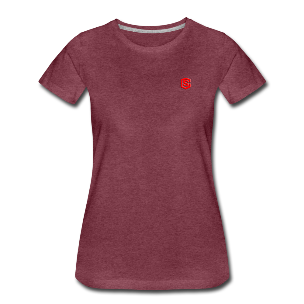 Women’s Premium T-Shirt  WITH RED  LOGO - heather burgundy