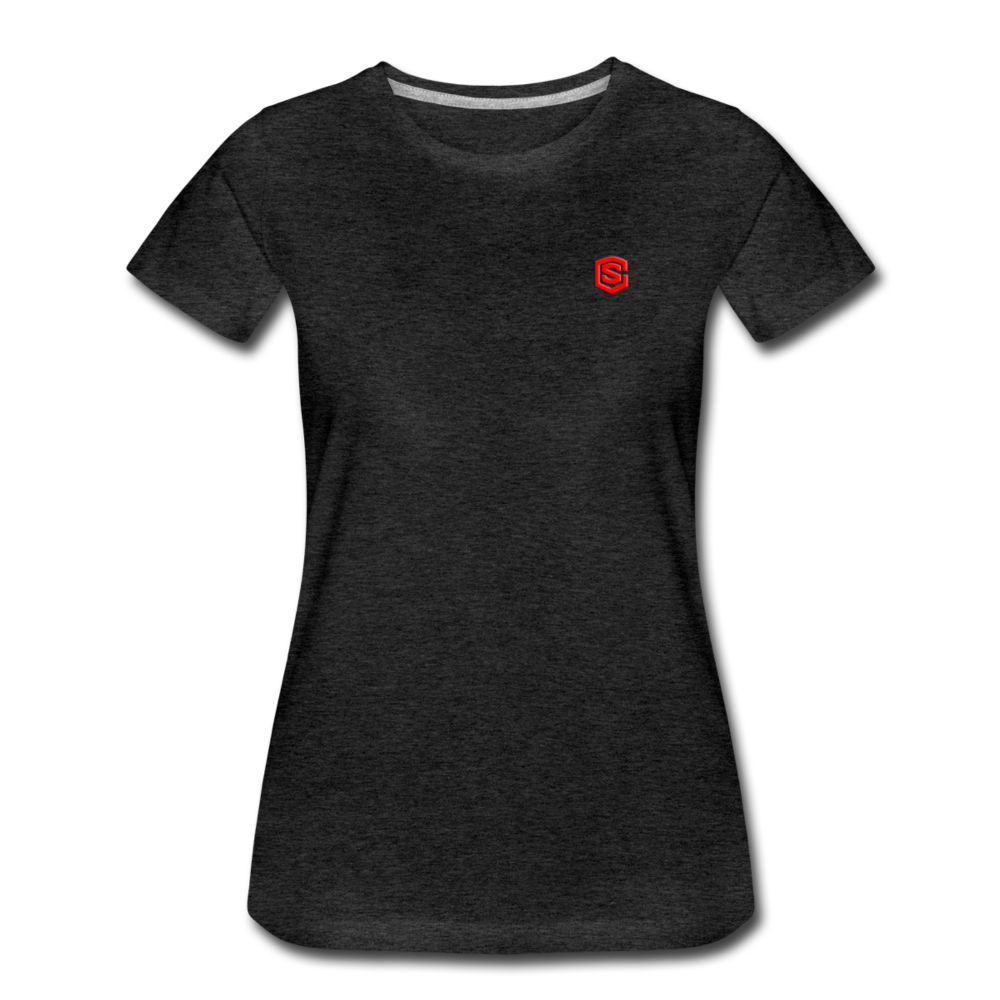 Women’s Premium T-Shirt  WITH RED  LOGO - charcoal gray
