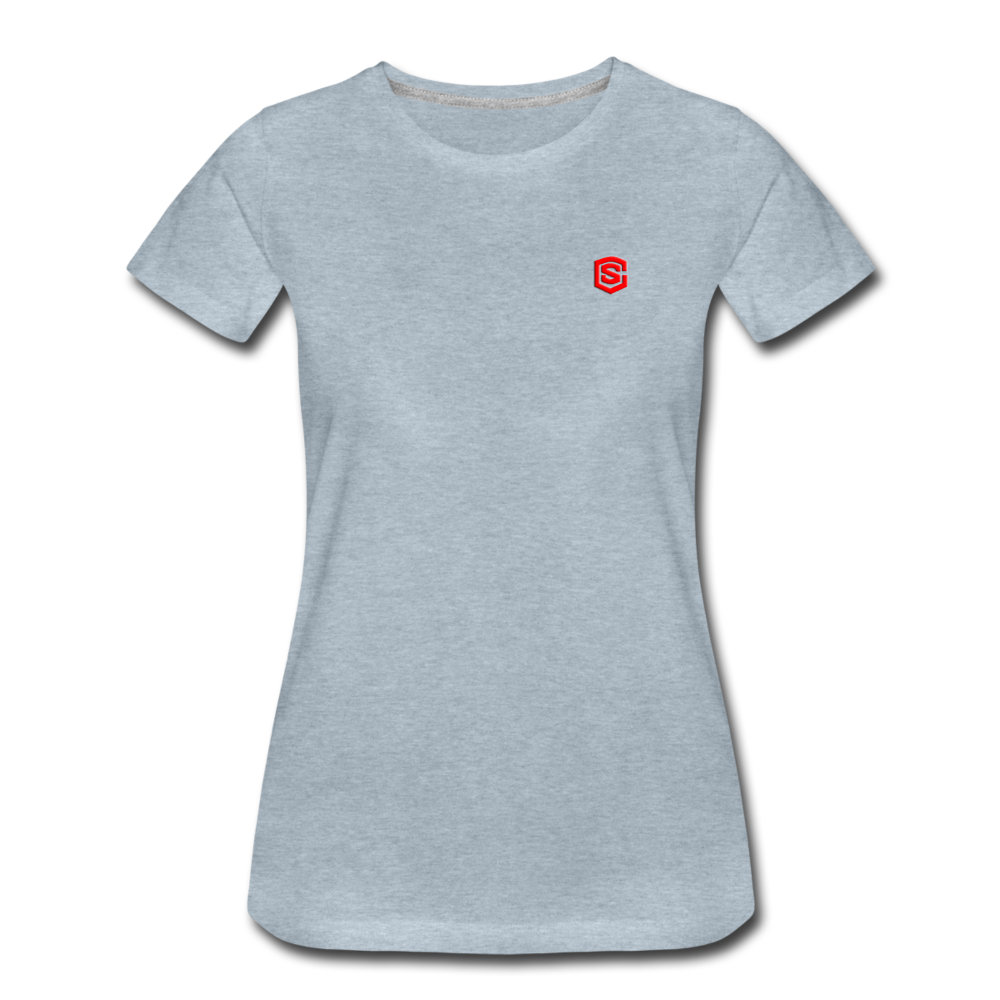 Women’s Premium T-Shirt  WITH RED  LOGO - heather ice blue