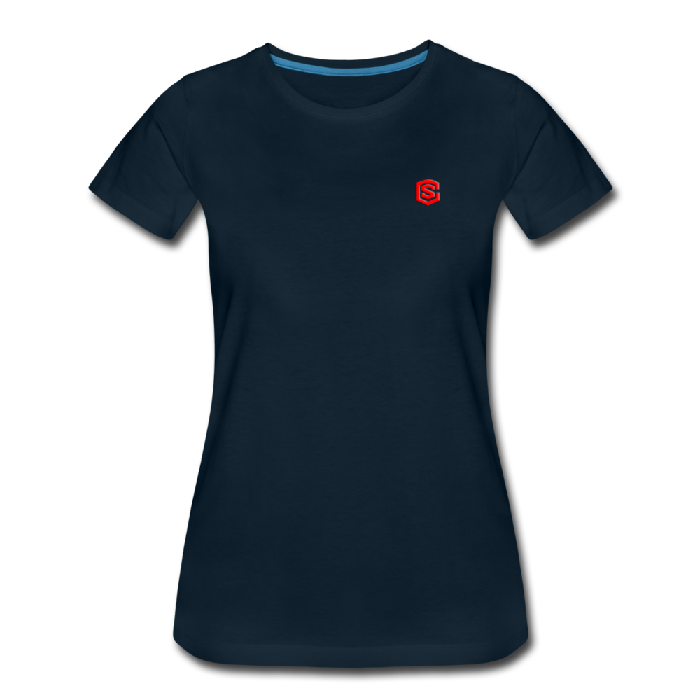 Women’s Premium T-Shirt  WITH RED  LOGO - deep navy
