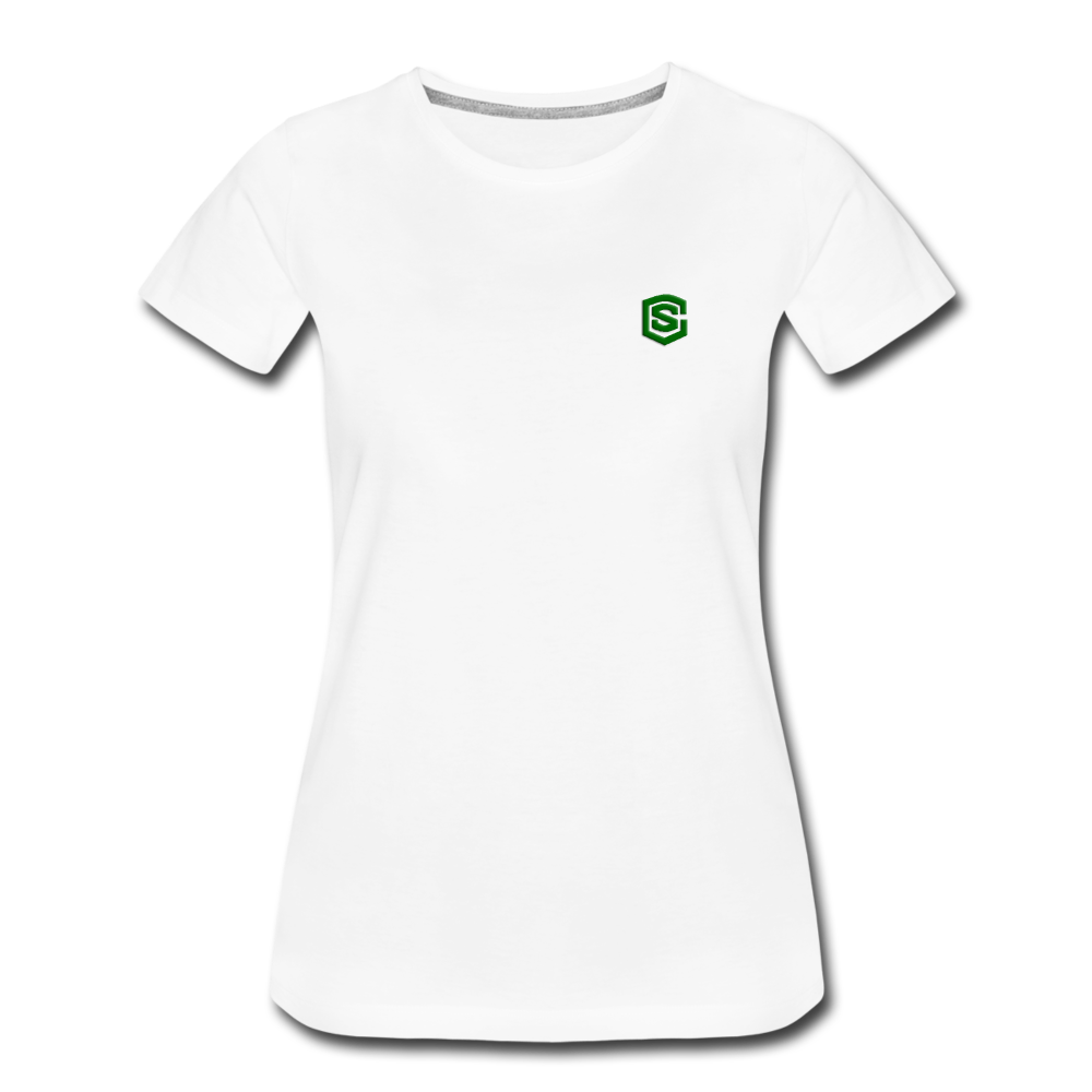 Women’s Premium T-Shirt  WITH GREEN  LOGO - white