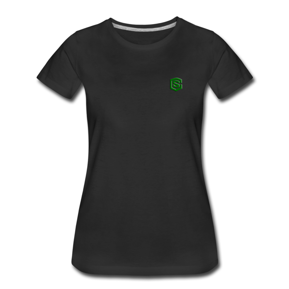 Women’s Premium T-Shirt  WITH GREEN  LOGO - black