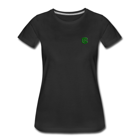 Women’s Premium T-Shirt  WITH GREEN  LOGO - black