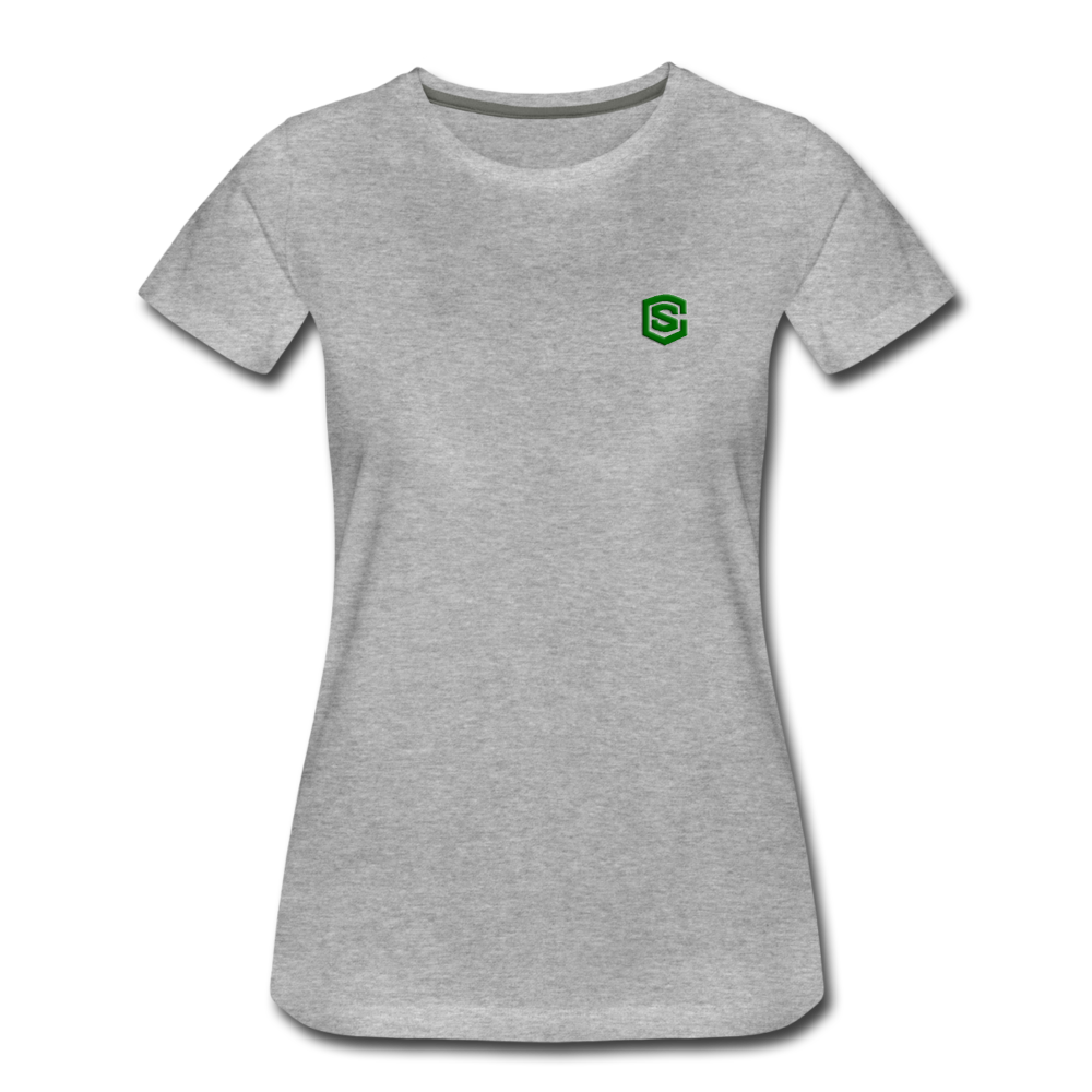 Women’s Premium T-Shirt  WITH GREEN  LOGO - heather gray
