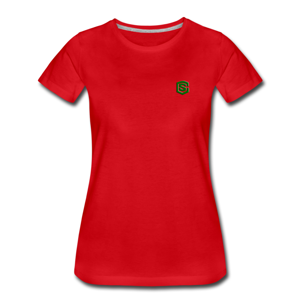 Women’s Premium T-Shirt  WITH GREEN  LOGO - red
