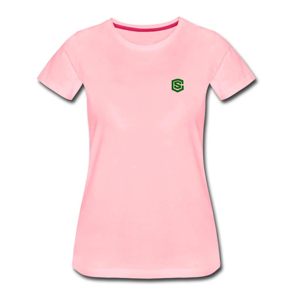 Women’s Premium T-Shirt  WITH GREEN  LOGO - pink