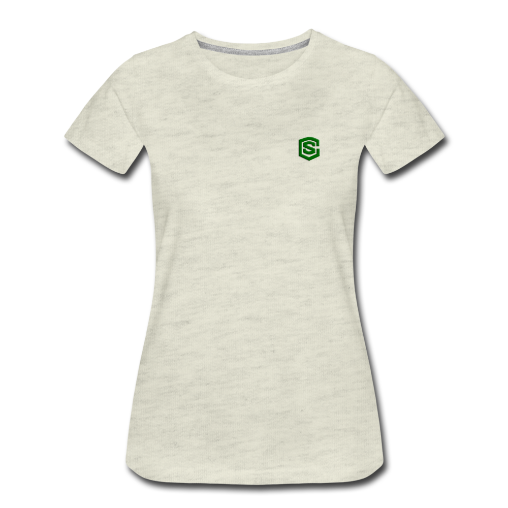 Women’s Premium T-Shirt  WITH GREEN  LOGO - heather oatmeal