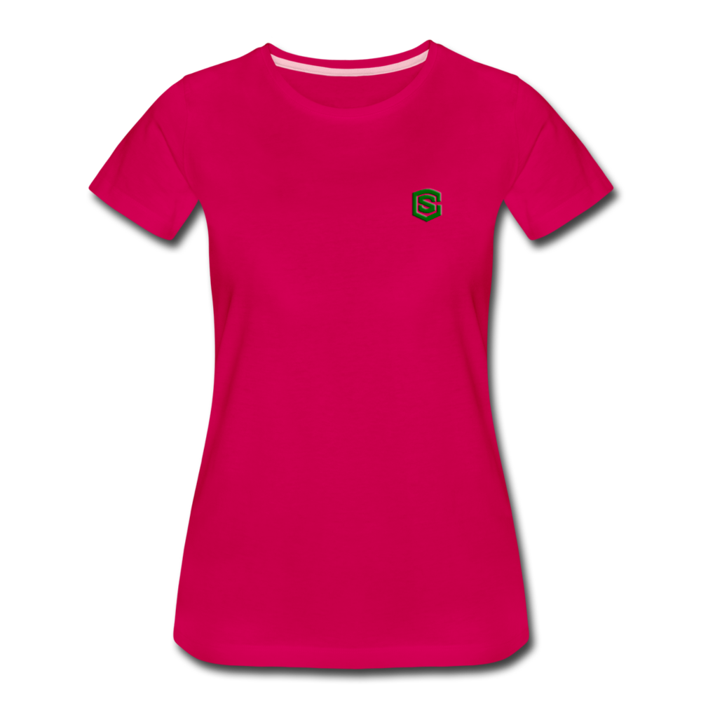 Women’s Premium T-Shirt  WITH GREEN  LOGO - dark pink