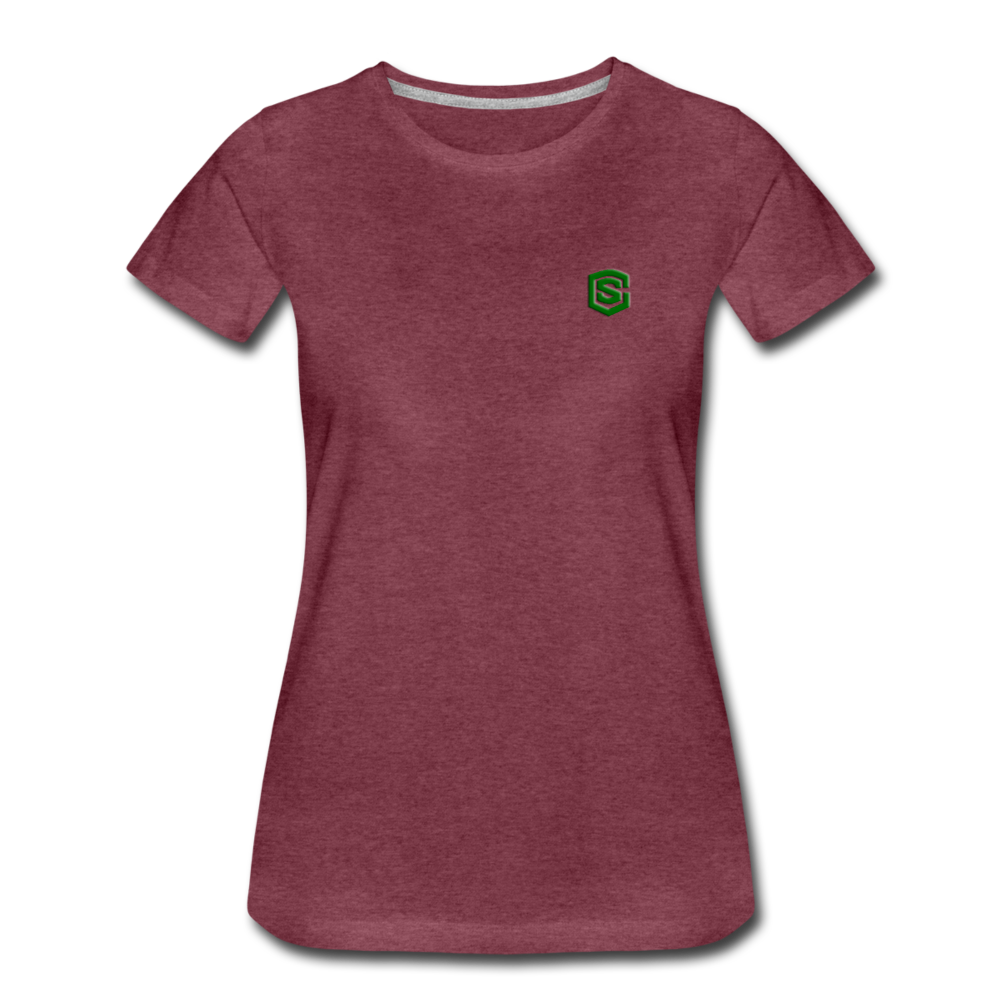 Women’s Premium T-Shirt  WITH GREEN  LOGO - heather burgundy