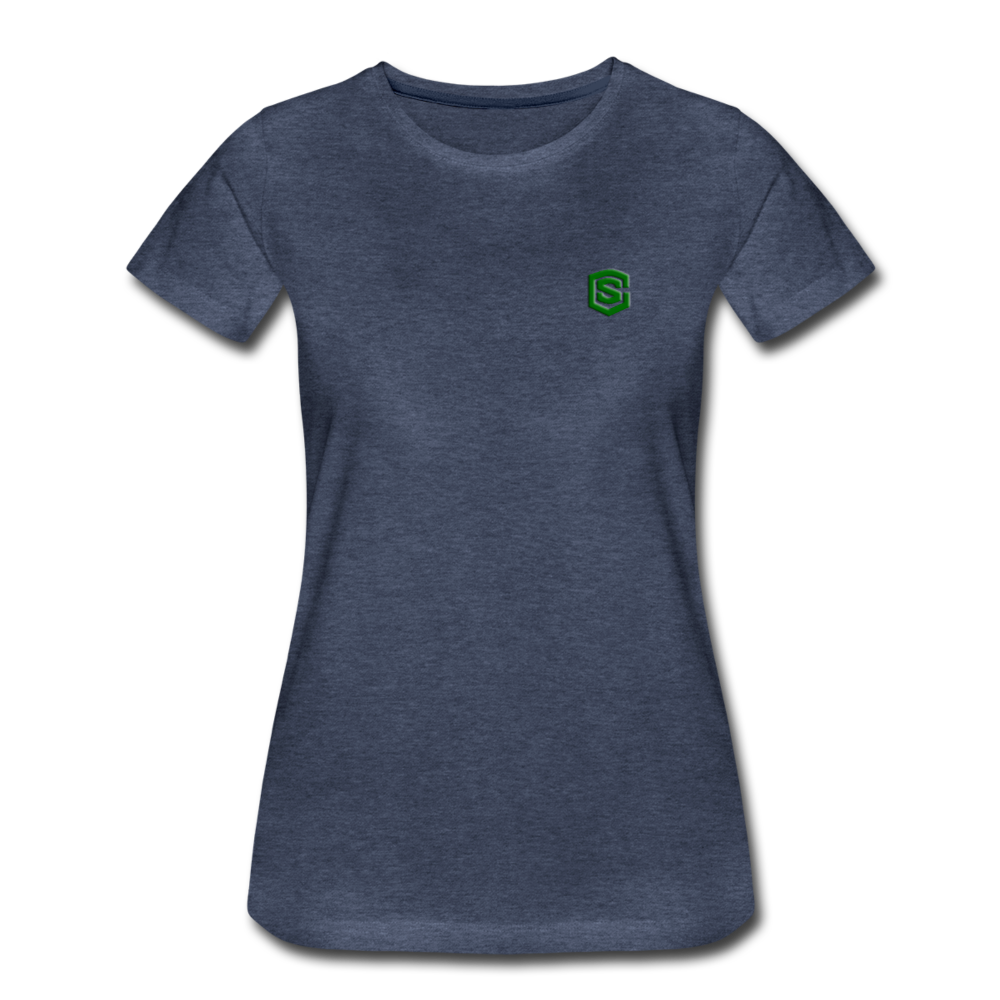 Women’s Premium T-Shirt  WITH GREEN  LOGO - heather blue