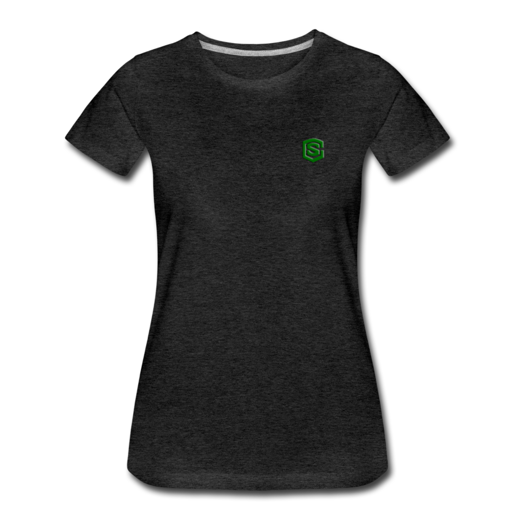 Women’s Premium T-Shirt  WITH GREEN  LOGO - charcoal gray
