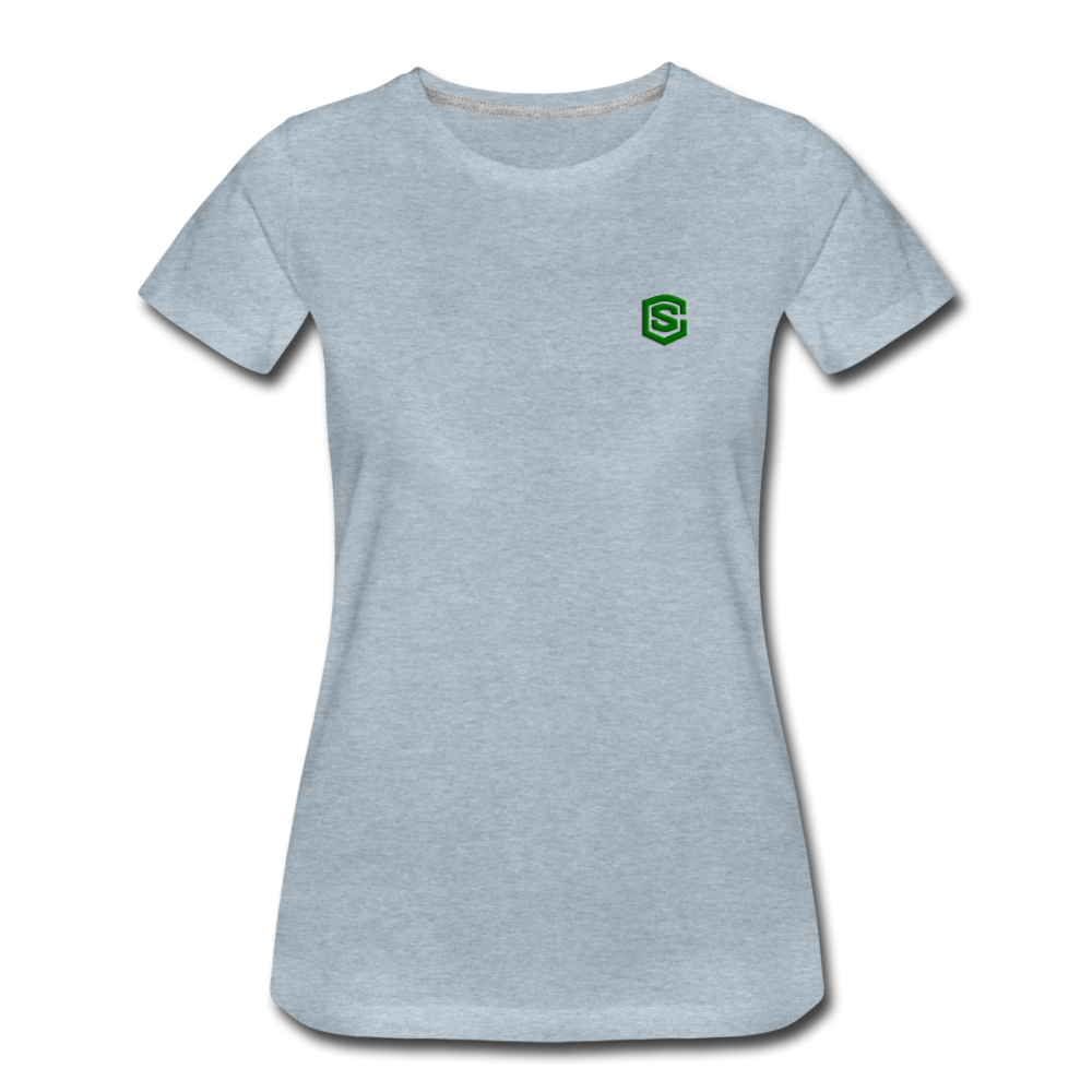 Women’s Premium T-Shirt  WITH GREEN  LOGO - heather ice blue