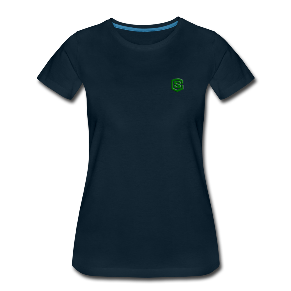 Women’s Premium T-Shirt  WITH GREEN  LOGO - deep navy