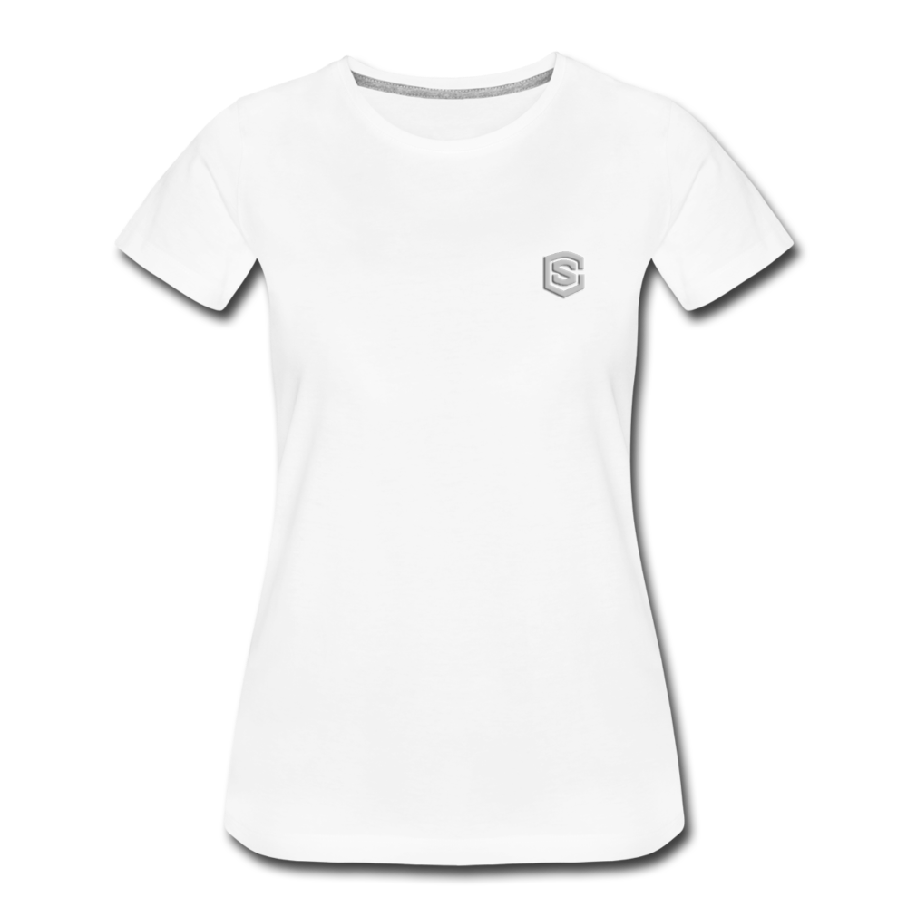 Women’s Premium T-Shirt  WITH  SILVER LOGO - white