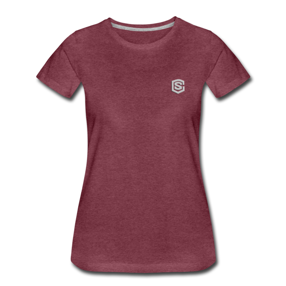 Women’s Premium T-Shirt  WITH  SILVER LOGO - heather burgundy
