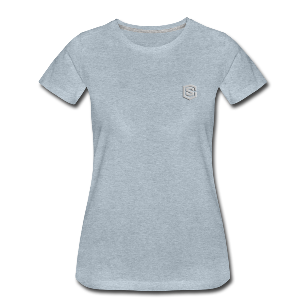 Women’s Premium T-Shirt  WITH  SILVER LOGO - heather ice blue